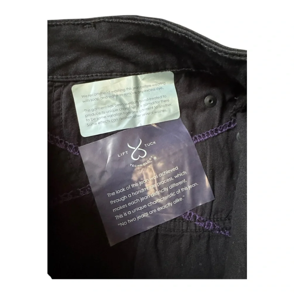 NYDJ | NWT Sheri Slim Straight Coated Jeans in Black, Size 8 - Picture 9 of 11